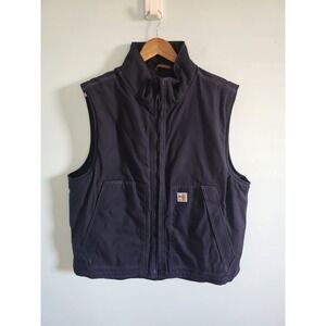 Carhartt Fire Resistant Quilt Lined Duck Workwear Vest - Navy, XL